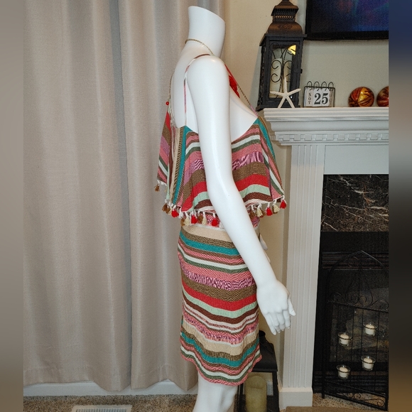 BOSTON PROPER STRIPED RUFFLE DRESS, MULTI-COLOR 8 - Picture 3 of 8